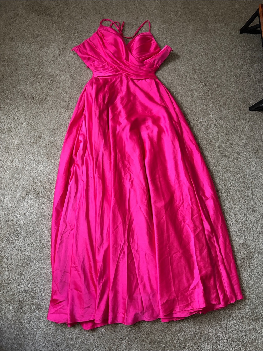 Elegant Hot Pink Satin Evening Gown